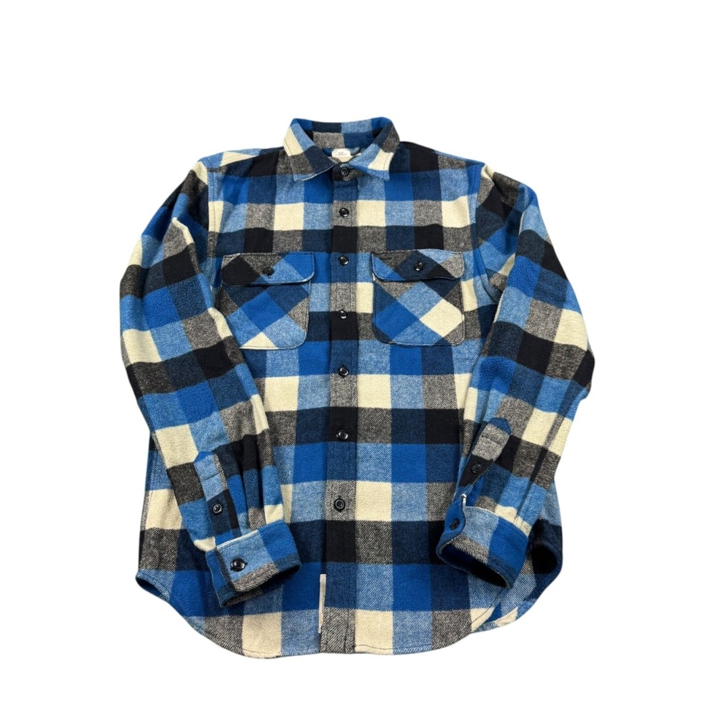 Denim & Supply Ralph Lauren VTG Wool Blend Heavy Check Shacket Blue Mens Small